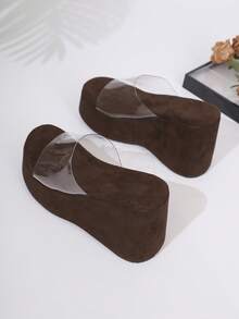 1 Pair Elegant & Sexy Women's Platform Wedge Rubber Sole Summer Sandals - Brown - View 10