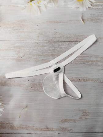 DomiGe 1pc Men's Sexy Elastic White Mesh Thong Underwear