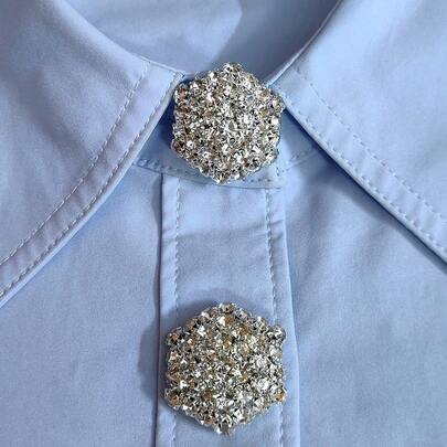 1PC/2PCS Nút cài áo sơ mi hình học thanh lịch, kẹp nút cài áo sơ mi, kẹp khuy măng sét pha lê thời trang, thích hợp để trang trí cho áo tuxedo và váy cưới