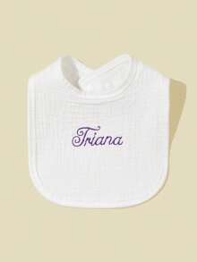 1pc Custom Text Printed Baby Bib, U-Shaped Drool Bib, Breathable & Soft - Multicolor - View 8