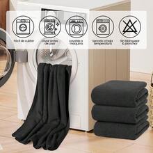 HLJ  3 Piezas Juego de Toallas de baño Súper Absorbente y Secado rápido Baño Toallas de Coral para Baño Hotel SPA Piscina Deportes Negro-1117 - Negro1 - Ver 7