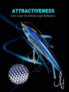 KINGDOM 1PC Kingpro 海水钓鱼路亚饵 61克/66克，适用于拖钓、抛投、收线、底钓，大沉铅笔型路亚饵，专为海钓设计的大重量路亚饵，夜光涂层，单芯钢丝，适合初学者和专业钓鱼者使用。