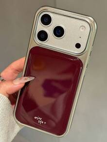 Ốp điện thoại sang trọng phong cách retro màu đỏ tía viền bạc epoxy, tương thích với iPhone 17 Pro Max 17 Pro 17 17Air 16 Pro Max 16 Pro 15Pro 15 Pro Max 14 Pro 13 Pro Max 13 Pro 16 15 14 13 Chống rơi, chống sốc - Rượu vang đỏ - Xem 5