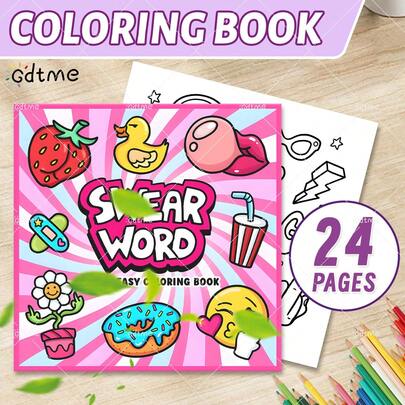 GDTME 1pc, 7.9*7.9inch, 24 Pages Adult Coloring Book With Vibes Theme, Original Design 2025 New Collection, Single-Sided Printing, Beautiful Patterns And Clear Lines, Suitable For Valentine's Day, Birthday, Easter And Other Holiday Party Gifts, School Supplies, Back To School