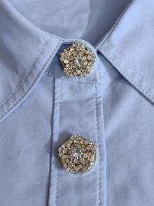 1pc/2pcs Elegant Geometric Pattern Button Set, Shirt Button Set, Clip Button Set, Fashionable Crystal Cufflink Set, Suitable For Tuxedo And Wedding Dress Decoration - Flowers - View 2