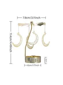 1pc Rotating Carousel Golden Hot Wax Rotating Candle Holder Decor, Windmill Print, Creative Halloween Christmas Gift, Rotating Candle Holder Set, Suitable For Romantic Wedding, Christmas Party, Home Dining Table Decor, Holiday Gift (Style Random)