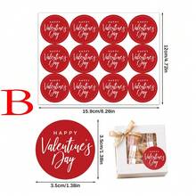 240张/包（1张12个，共20张）情人节礼物包装装饰贴纸，情人节快乐，心形和圆形设计，不干胶贴纸 - 彩色 - 查看 3