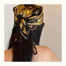 Silver Leopard And Snake Print Laser Scarves, Shimmering Headscarves And Fashion Accessories - Khăn vuông nhuộm màu vàng kim - Xem 11