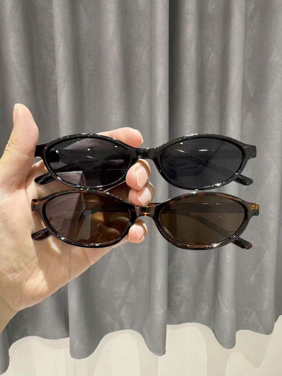 2pcs Plastic Women's Leopard Print Black & White Y2K Classic Baddie Style Basic Modern Minimalist Fashion Glasses , Suitable For Summer Beach Vacation Outfits - 2pcs 紋組合 - 查看 1