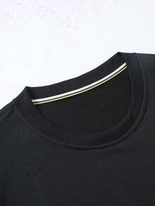 Men's Carolina Panthers Crew Neck Black Long Sleeve Pullover Sweatshirt - 黑色 - 查看 3