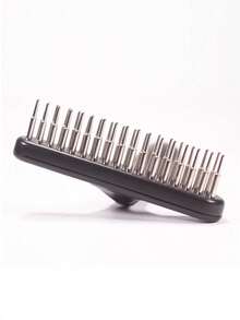 1pc Large Dog Deshedding Brush, Big Dog Grooming Rake Comb For Cleaning Loose Hair, Steel Pin Detangling Brush Pet Supplies - Multicolor - View 7