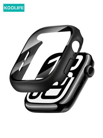 1 pieza Koolife Funda de vidrio templado transparente ultra delgada, protector minimalista todo en uno, resistente a golpes y arañazos en las cuatro esquinas, ajuste perfecto para la sensación de teléfono desnudo, compatible con Watch 38/40/41/42/44/45/46mm, para Watch Series SE/11/10/9/8/7/6/5/4/3/2/1
