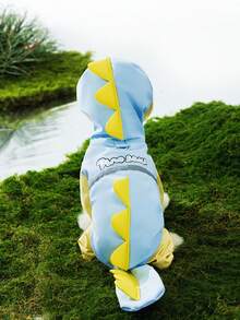 大、中、小型金毛寻回犬3D恐龙图案带尾巴雨衣，全腿宠物狗雨衣