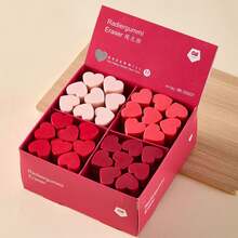 4pcs/Set Valentine's Day Creative Erasers, No Trace Pencil Erasers, PVC Heart Gradient Design, Suitable For Students