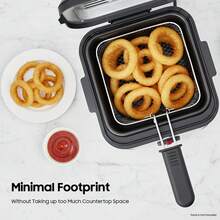 Rainaut Set Of Freestanding Stainless Steel 110V Electric Deep Fryer With Basket, 1000W Electric Deep Fryer With Basket For Be Used To Make Various Fried Foods, Such As French Fries, Onion Rings, Fried Chicken, Deep-Fried Dough Sticks, Etc. - 查看 5