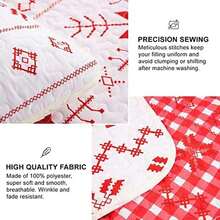 Cama individual - Juego de edredón de Navidad con copo de nieve y árbol, funda de almohada reversible para todas las estaciones - Rojo - Ver 5