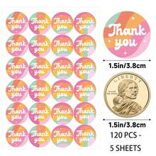 24/72/120 Pcs - 1/3/5 Sheets Rainbow Star Thank You Stickers, Self Adhesive Thank You Sticker For Packaging Self Adhesive Thank You Party Favor Seal Label Sticker For Card - Multicolor - View 12