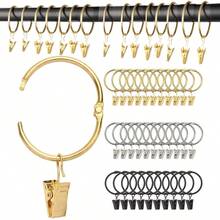 10pcs/30pcs/50pcs Curtain Rings With Clips (32mm/1.25inch, 50mm/1.96inch) Openable Rust-Resistant Metal Rings, Decorative Curtain Hangers, Gold/Black/Nickel Color