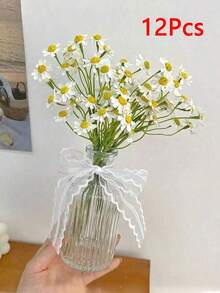 小白雏菊花人造花，假雏菊，春季野花，派对装饰（不含花瓶），情人节，生日毕业礼物，秋季装饰，秋季