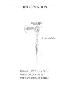 1pc 925 Sterling Silver Mini Stud Flat Back Earrings For Women | Helix Cartilage Piercing Jewelry | Dainty Star Cubic Zirconia Lotus Climber Stud Earrings For Women Jewelry Gift - Multicolor - View 16