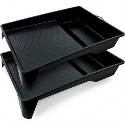 9inch Precision Definition Paint Tray, Paint Roller Tray Set Of 2, Suitable For 9inch Roller Brush Plastic Paint Tray, Painting Tray With Deep Paint Pocket, Disposable Paint Tray CI0A