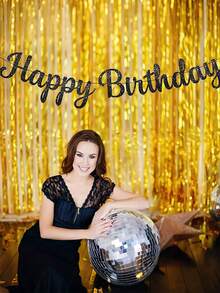 闪亮“生日快乐”丝带横幅，英文字母生日花环，墙门横幅，生日门饰，适合室内/室外派对和庆祝活动，男女皆宜，生日派对装饰用品，背景装饰，房间装饰，需要DIY自行组装。 - 彩色 - 查看 7