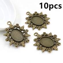 10个13x18毫米内径合金金属椭圆形吊坠凸面宝石空白底座镶嵌托盘DIY珠宝制作配件，适用于项链、耳环、手链 - 卡寶石底托 - 查看 5
