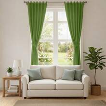 Farfallarossa Plain Colored Plain Weave Semi-Blackout Curtain (1 Piece), Size 140x260CM, Is The Ideal Choice For Those Seeking A Perfect Balance Between Style And Practicality In Home Decor. - Dark Green - View 2
