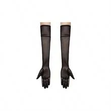 Women's Long Stretchy Mesh Tulle Sheer Gloves Costume Wedding Opera Halloween Party 1920's Dance Gloves - 紫色 - 查看 3