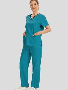 Women's Quick-Dry Dental Clinic Uniform, Multi-Pocket Workwear, Nurse Suit