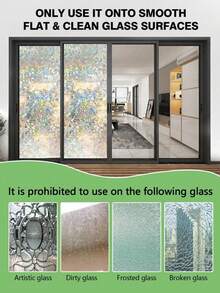 彩虹变色隐私窗膜，单向装饰窗贴，3D静电吸附防眩光隔热窗贴，适用于家居装饰、客厅、卧室、浴室 - 彩色 - 查看 7