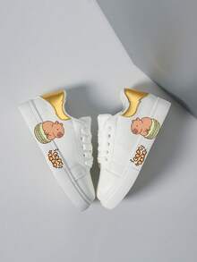 Kids' Casual Sneakers, Spring/Autumn, Girls & Boys Cartoon Print Breathable Soft Bottom Student Shoes - Gold - View 5