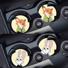 2个/4个迪士尼杯垫，尼克和朱迪杯垫，史迪奇汽车杯垫，疯狂动物城杯垫，创意防滑收纳杯垫，可爱保温杯垫，卡通防滑杯垫，通用汽车杯垫 - 彩色 - 查看 19