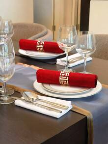 1个精致奢华的金色星月餐巾环，镂空餐巾架，适合家庭和酒店餐桌装饰，是婚礼、节日派对主题的完美之选，也是餐厅的必备用品。 - 彩色 - 查看 7