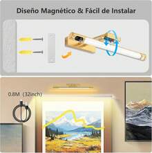 Luces de Imagen, 35 cm/14 pulgada con 64LEDs Inalámbrica y Recargable, 3 Colors de Iluminación 3500K-6500K Regulable y Temporizador con Mando a Distancia, Lámpara para Pantalla, Pared, Obra de Arte - 1 - Ver 4