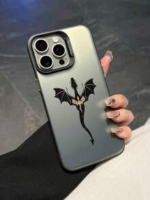 1pc Dragon Design Shockproof Anti-Scratch Protective Phone Case, Suitable For Daily Use And Travel, Compatible With IPhone XR/11 Pro Max/7P/8P/12 Pro/12 Pro Max/13 Pro/13 Pro Max/14 Pro/14 Pro Max/15 Pro/15 Pro Max/14/15Plus/16E/16 Pro/16 Pro Max/17 Pro/17 Pro Max/Air/SMART8, Galaxy A55/A15/S23/S24/S25 Ultra - Black - View 2