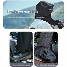 Impermeable Motociclista Refleante con Capuca Desmontable Trae de a Motocicl con Cubia  Zapato para ore y Muer - NegroyGris - Ver 3