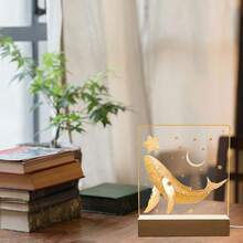 1个加厚3D亚克力发光底座，长方形实木LED夜灯，亚克力，水晶，夜灯，玻璃树脂艺术发光底座，水培植物玻璃瓶灯底座DIY照明装饰，情人节礼物个性化照片氛围灯底座，菜单展示架，USB供电 - 彩色 - 查看 12