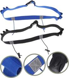 Cinturón de Números de Carrera con 6 Bucles de Gel, 2 Pcs Cinturón de Carreras de Triatlón, Cinturón Elástico para Correr con Tiras Reflectantes, Ajustable, para Triatlón, Maratón (Negro) - Negro Azul - Ver 6