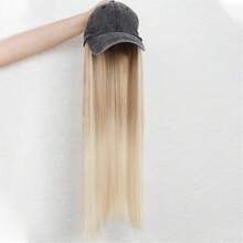 Gorra de béisbol ajustable con clip de onda - Sombrero de peluca de fibra sintética larga para mujeres - Rosa - Ver 7