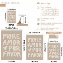 1幅“More Amor Por Favor”帆布画，简约米色焦糖拿铁色调，浪漫爱情主题装饰画，适用于卧室、办公室、客厅、咖啡厅、宿舍等场所。现代水墨帆布画，客厅装饰画，简约墙面艺术，艺术设计装饰礼品，可选画框。 - 彩色 - 查看 10