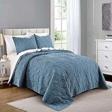 Large Size Microfiber Bed Set with Star Pattern for Bedroom, Includes 1 Comforter and 2 Pillowcases, Gray Blue Color - Estrella de océano azul ceniza - Ver 2