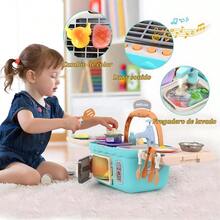 Cocina de Juguete para NiñosJuegos de Interior para Niños y Niñas Juegos de Cubiertos Portatiles para Niños Accesorios de Juguetes de Cocina Incluye Comida Que Cambia de Color Fregadero y Horno.Conveniente y duradero, favorito para niños - Multicolor - Ver 3
