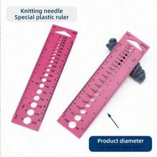 1/10个塑料钩针量规 - 编织针量规和测量工具，工艺收纳盒，美术用品，塑料材质，白色/粉色（粉色指紫红色）可选，毛线钩编 - 彩色 - 查看 8