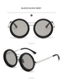 9-Level Adjustable Tinted Round Lens Fashion Glasses, Suitable For Various Occasions Such As Retro Punk Parties, Music Festivals, . Especially Suitable For Easter, Graduation Season, Halloween And Christmas. Aluminum-Magnesium Alloy Lenses, Alloy Frames. - Rotate N9 - View 11