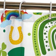 1pc/4pcs St. Patrick's Day Rainbow Lucky Element Shower Curtain Set, Includes Leprechaun, Hat, Beer, Clover, Gold Pot Elements Shower Curtain Set, Bathroom Divider Shower Curtain With Hooks, Anti-Slip Bathroom Mat Carpet, U-Shaped Toilet Mat, Toilet Seat Cover, Holiday Party Home Bathroom Accessories 4-Piece Shower Curtain Set - Multicolor - View 6