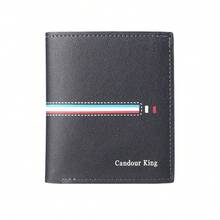 Cartera corta para hombres multifuncional conúltiples ranuras para tarjetas, tarjetero y clip para dinero - Marrón claro [diseño de letras impresas] - Ver 11