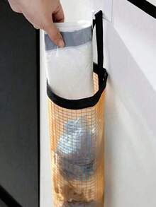 1 pieza Soporte para bolsas de basura, Organizador de almacenamiento de bolsas de cocina, Dispensador de bolsas de plástico para despensa, Papelera de cocina y organización de bolsas de plástico, Montado en la pared con cordón, Soporte para bolsas de plástico de cocina - Multicolor - Ver 7