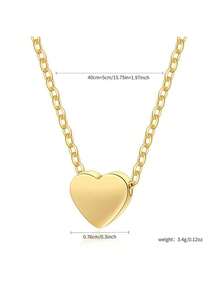 VJS 1 pezzo Collana semplice a forma di cuore in acciaio inossidabile 304, design regalo romantico adatto per uso quotidiano, gioiello per tutte le stagioni - Oro giallo - Visualizzare 7
