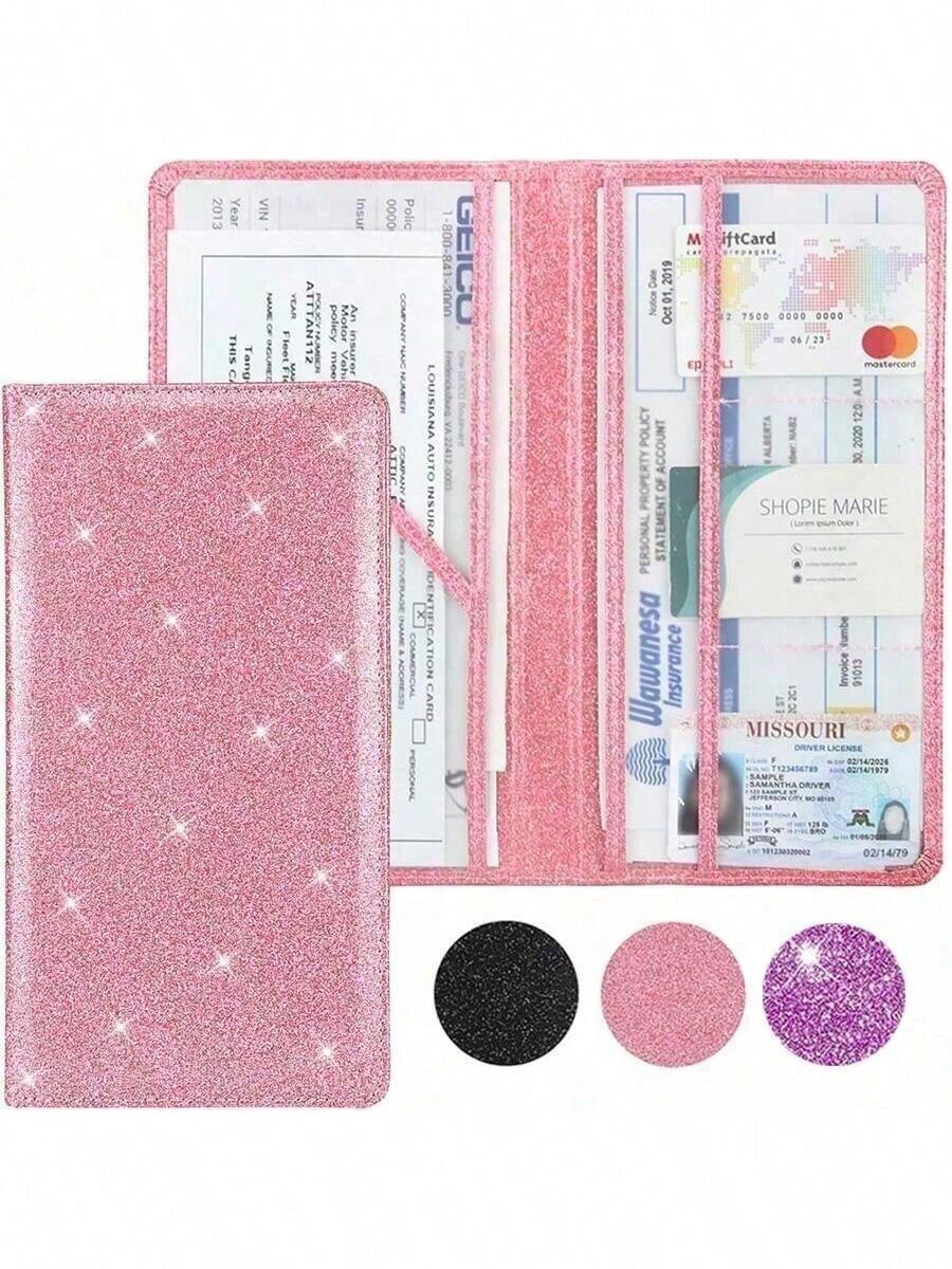 Portador de tarjeta de registro y del automóvil, organizador de compartimento de guantera para documentos de licencia vehicular, accesorios interiores del automóvil para mujeres, hombres y adolescentes, portador de documentos del automóvil resistente al agua para tarjetas y licencia de conducir - Multicolor - Ver 1